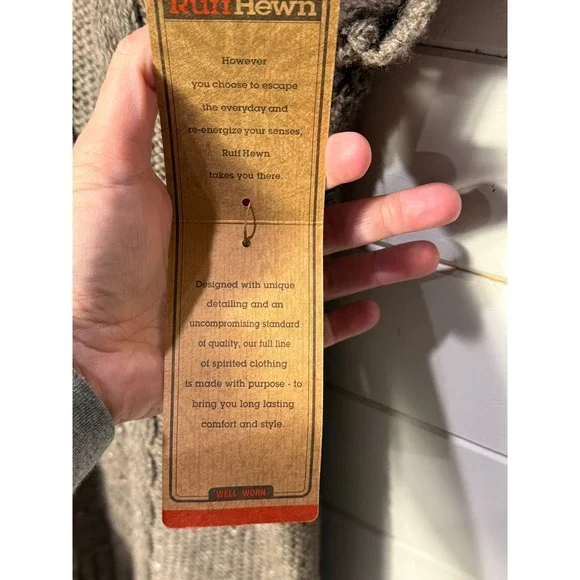 New! Ruff Hewn Womens XL Wool Brown Cable Knit Button Sleeve Turtleneck Top - Picture 3 of 8